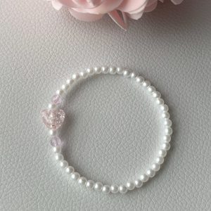 Crackle Pink Heart Bracelet