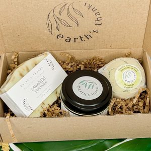 Sleep Well Gift Set: Lavender soap, chamomile bath bomb and lavender and chamomile soy candle | all handmade | eco-friendly