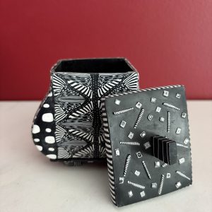 Handcrafted Polymer Clay 3-1/2" Unique Patterned Container