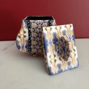 Handcrafted Polymer Clay 3-1/2" Unique Patterned Container