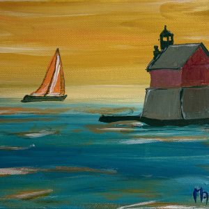 Sunset at Grand Haven Contemporary Landscape Painting