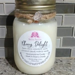 Cherry Delight Soy Wax Candle - Mason Jar 80+ Hours Burn Time - Wooden Wick