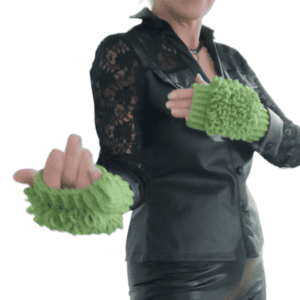 Knit Fingerless Loop Designer Gloves Green