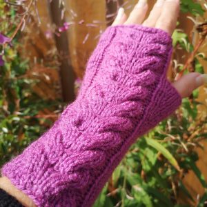 Pink Grape Soda HandKnit Fingerless Texting Gloves Mittens