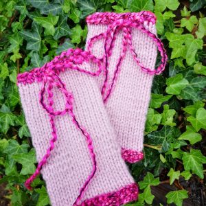 Hand-Knitted Fingerless Glovelets Gloves Mittens Pink