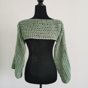 Crochet Mesh Sleeves, Light Sage Long Sleeve Top - S-XL, Handmade Crocheted Shoulder Shrug