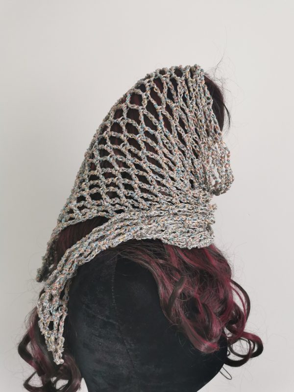 Crochet Shimmer Triangle Shawl – Handmade sparkly Festival Wrap, Boho Shawl, Belt Accessory