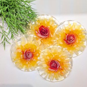 Rose-Inspired Alcohol Ink Resin Coasters | Handcrafted & Unique Home Decor (Set of 4)