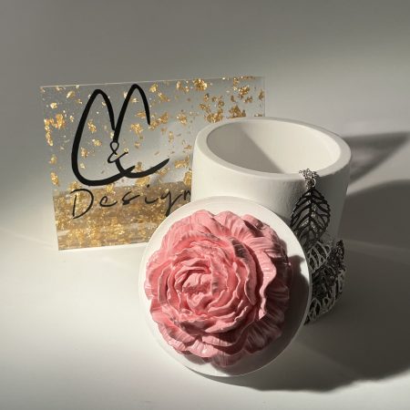 Handcrafted White Jewelry/Trinket Box with Pink Peony Lid