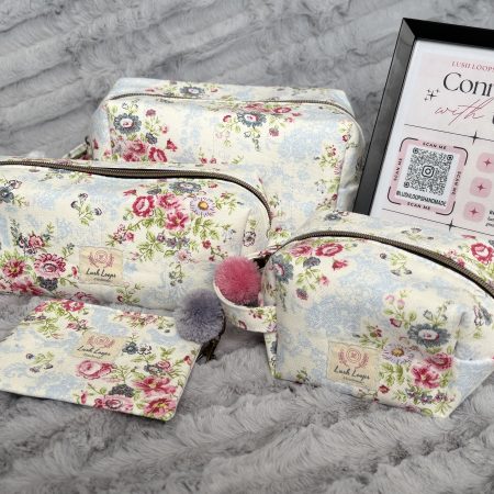 Floral Makeup Bag Set, Cottagecore Cosmetic Pouches, Travel Toiletry Organizer, Vintage Flower Zipper Bags, Bridesmaid Gift Set for Her