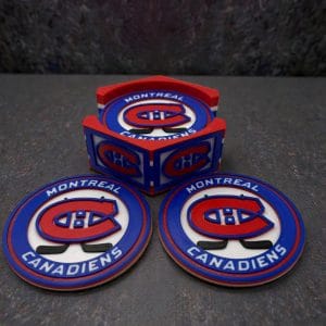 Montreal Canadians Inspired 3D Printed Coaster Set – Set of 8 with Holder