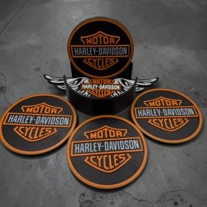 🏍️🔥 Motorcycle Inspired 3D Printed Coaster Set with Holder