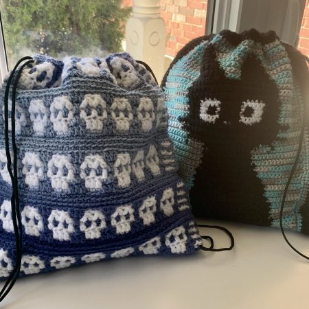 Drawstring Bag | Crochet Backback with Durable Lining