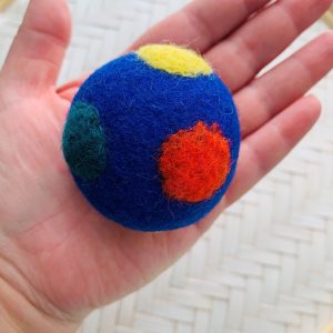 Polka Dot 5cm Felted Ball - BLUE