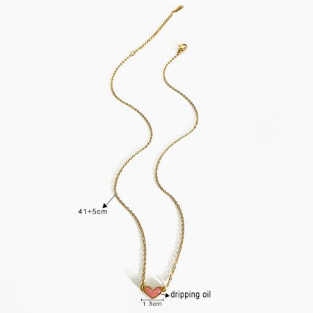 Little Pink Heart Enamel Necklace | 18K Gold Plated | Waterproof