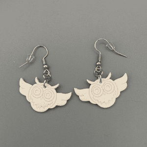 White Sparkly Owl Dangle Earrings