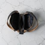 Slouchy Cork Bag with Black Faux Leather, Divided Compartment, Antique Brass Hardware