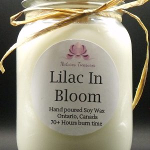 Lilac In Bloom Soy Wax Candle - Mason Jar 80+ Hours Burn Time - Wooden Wick