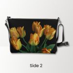 Tulips on Black Crossbody Bag
