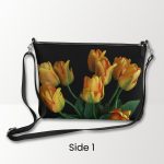 Tulips on Black Crossbody Bag