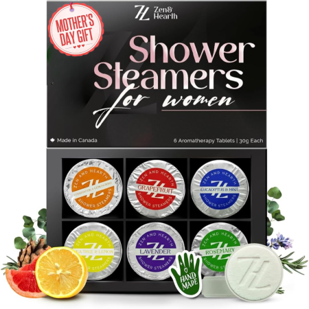 Zen & Hearth Shower Steamers Aromatherapy 6 Pack - Mother's Day Gift for Mom, Birthday Gifts for Women, Self Care, Relaxation