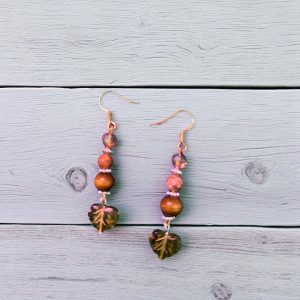 Green leaf with three beads