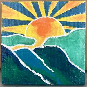 Morning Sunrise, 4 x 4 Mini Original Acrylic Painting