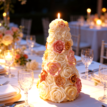 Wedding Party Table, Rose Tree Centerpiece Candle