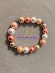 Orange, Peach, Gold, White & Black Pearl Bracelet