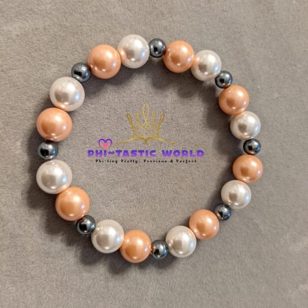 Peach + White + Black Pearl Bracelet