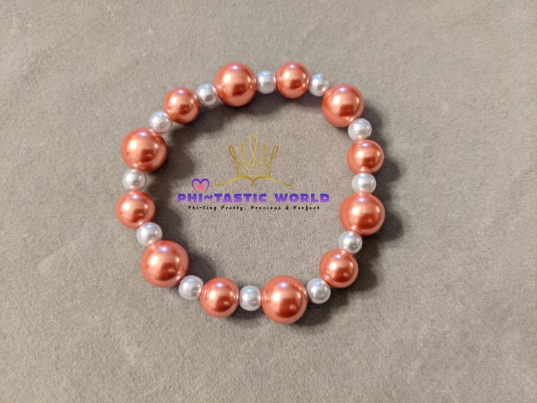 Orange & White Pearl Bracelet