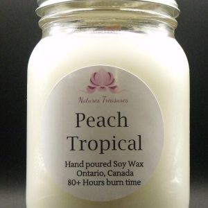 Peach Tropical Soy Wax Candle - Mason Jar 80+ Hours Burn Time - Wooden Wick