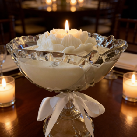 Wedding Party Table, White Peony Centerpiece Candle