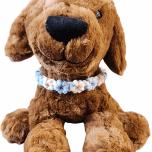Pet Collar - Macrame - 2 colour Daisy Pattern in Denim Blue and Pink