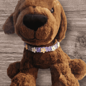 Pet Collar - Macrame - Purple with yellow and white applique flowers