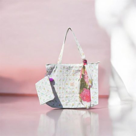 Floral Tote Bag | Summer Shoulder Bag | Cute Fruit Pattern Handbag | Beach Picnic Bag