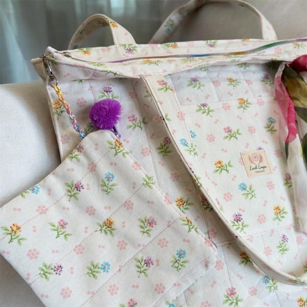 Floral Tote Bag | Summer Shoulder Bag | Cute Fruit Pattern Handbag | Beach Picnic Bag