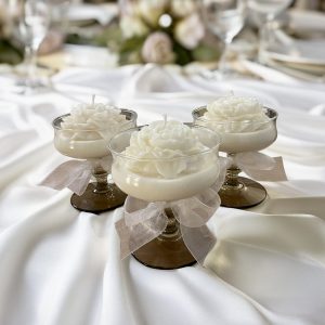 Wedding Guests Table, Peony Candle - short stem wine glass, 12 oz