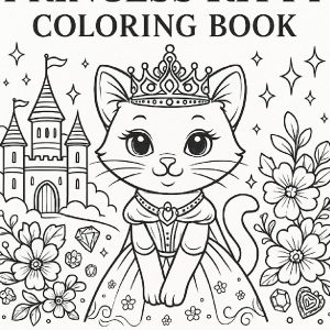 Princess Kitty Coloring Book - 100 Pages of Beautiful Designs - Digital Download