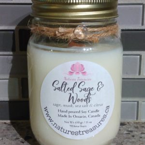 Sea Salt & Orchid Soy Wax Candle - Mason Jar 80+ Hours Burn Time - Wooden Wick