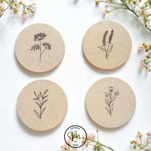 Wildflower Engraved Cork Coasters