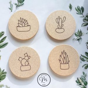 Succulent Cork Coasters- Set of 4