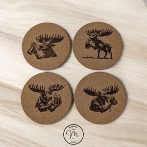 Boozy Moose Engraved Cork Coasters