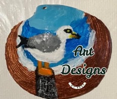 Hand-painted Seashell of a Seagull (Small 1.5" x 3", Medium, and Large)