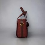 Burgundy quilted faux leather with gold hardware mini bag