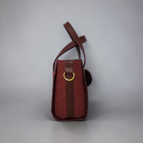 Burgundy quilted faux leather with gold hardware mini bag