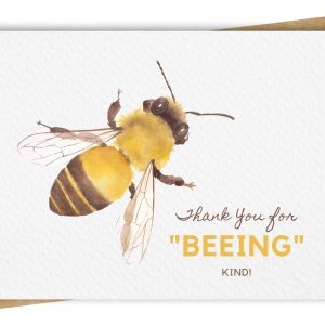 Thank you greeting card with a delightful watercolour bee