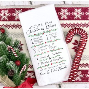 Recipe for Christmas Cheer Recipe Tea Towel | Holiday Baking Gift