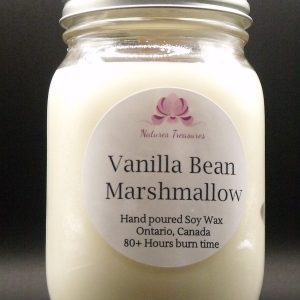 Vanilla Bean Marshmallow Soy Wax Candle - Mason Jar 80+ Hours Burn Time - Wooden Wick