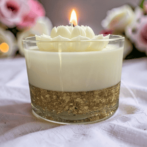 Wedding Guest Table, Decorative White & Gold Lotus Candle